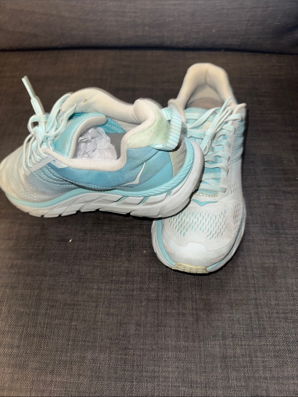 Hoka One One Women's Seafoam and White Athletic Running Shoes - Picture 4 of 4